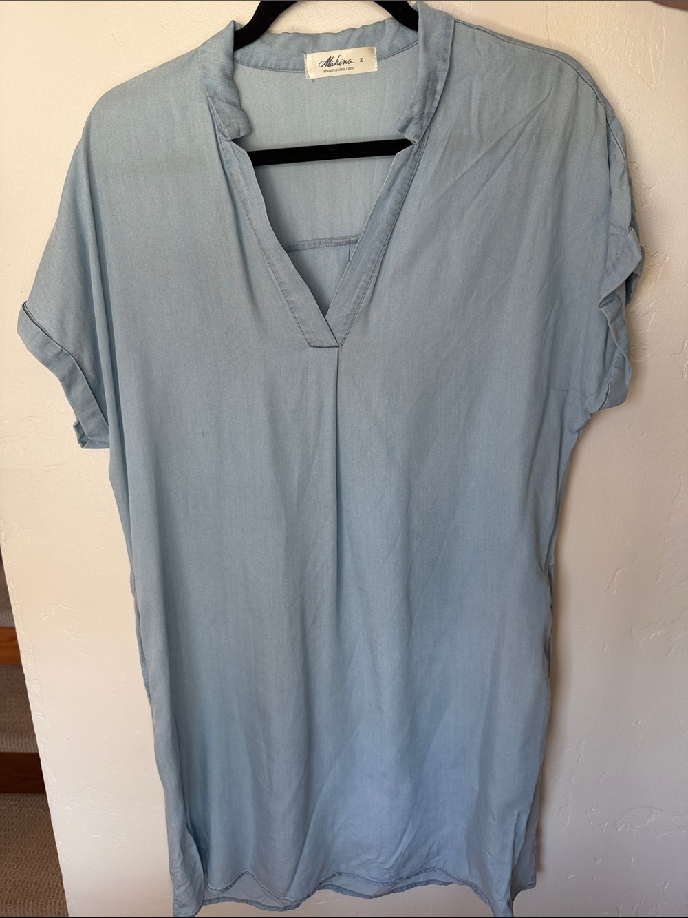 mahina Pale Blue V-Neck Short Sleeve Tunic